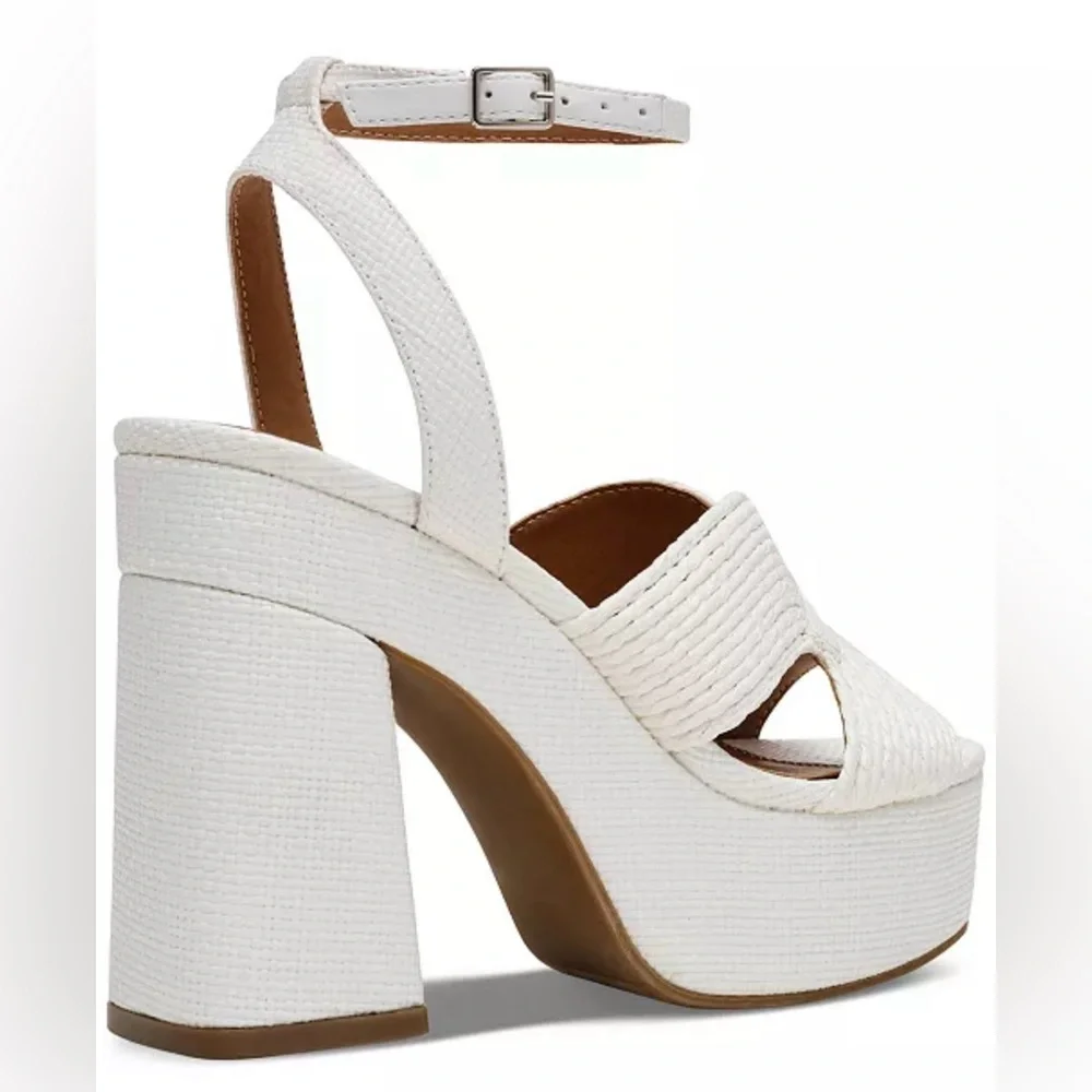 DV DOLCE VITA WAYLAN RAFIA PLATFORM DRESS SANDALS WOMENS WHITE COLOR SIZE 9.5 M